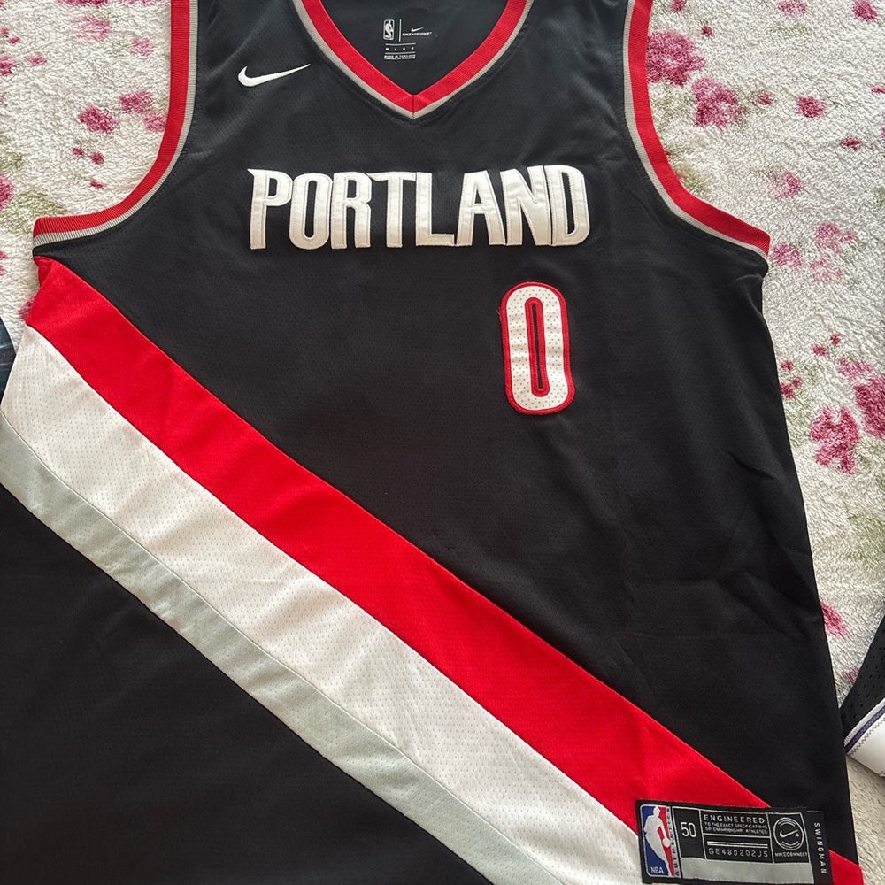 Nike Black Red White Portland Trail Blazers Damian Lillard Jersey